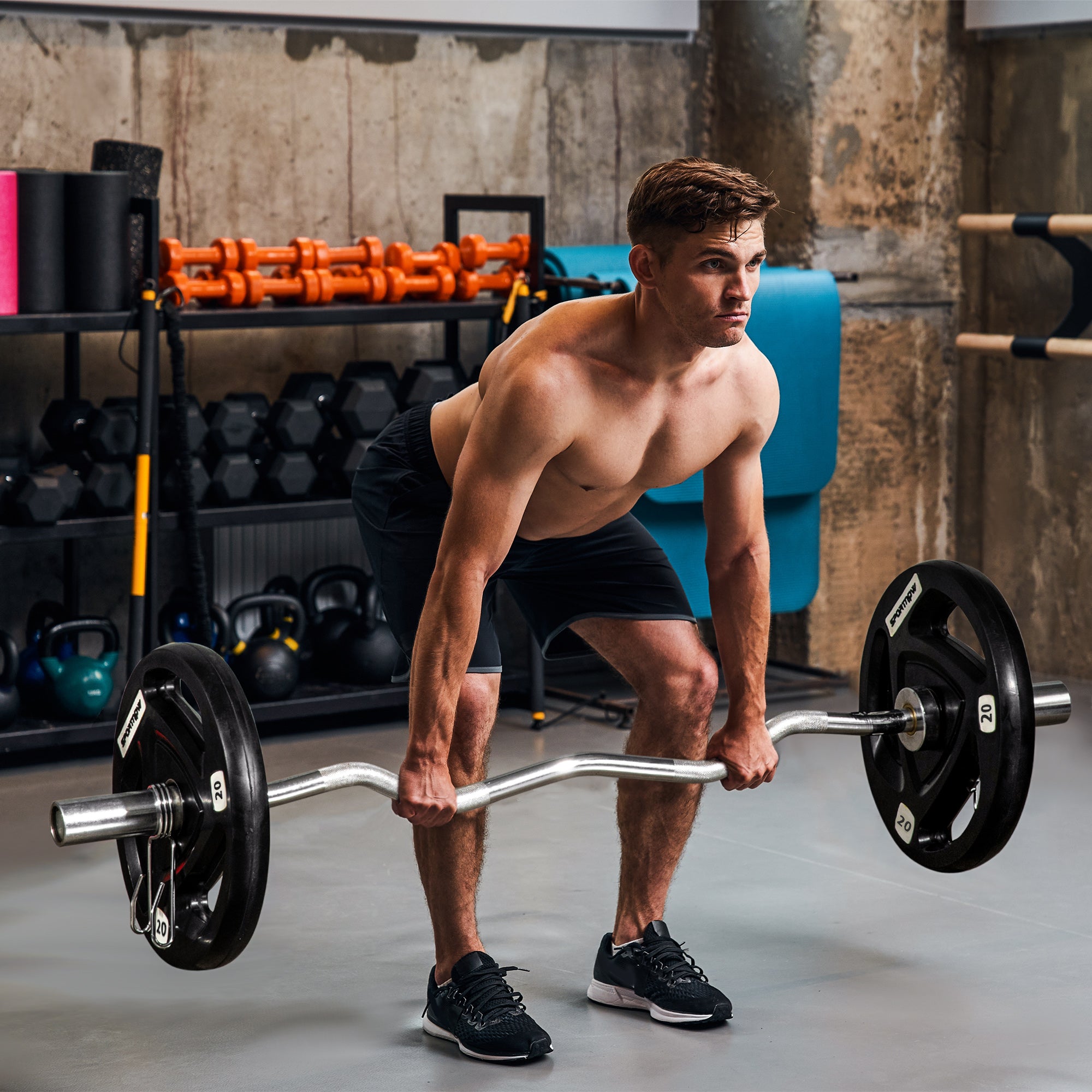 SPORTNOW Set of 2 Steel Weight Plates 2x20kg with Rubber Coating, Ø5cm Hole for Barbell and Manual Grips