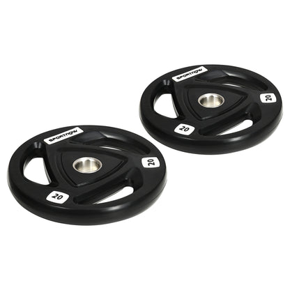 SPORTNOW Set of 2 Steel Weight Plates 2x20kg with Rubber Coating, Ø5cm Hole for Barbell and Manual Grips