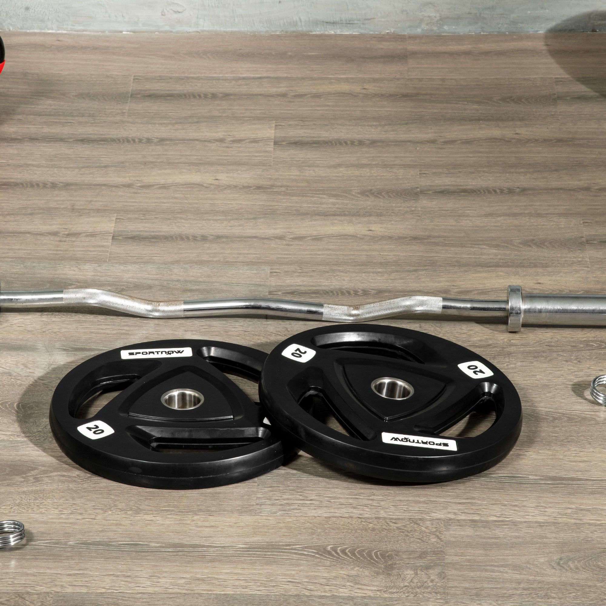 SPORTNOW Set of 2 Steel Weight Plates 2x20kg with Rubber Coating, Ø5cm Hole for Barbell and Manual Grips