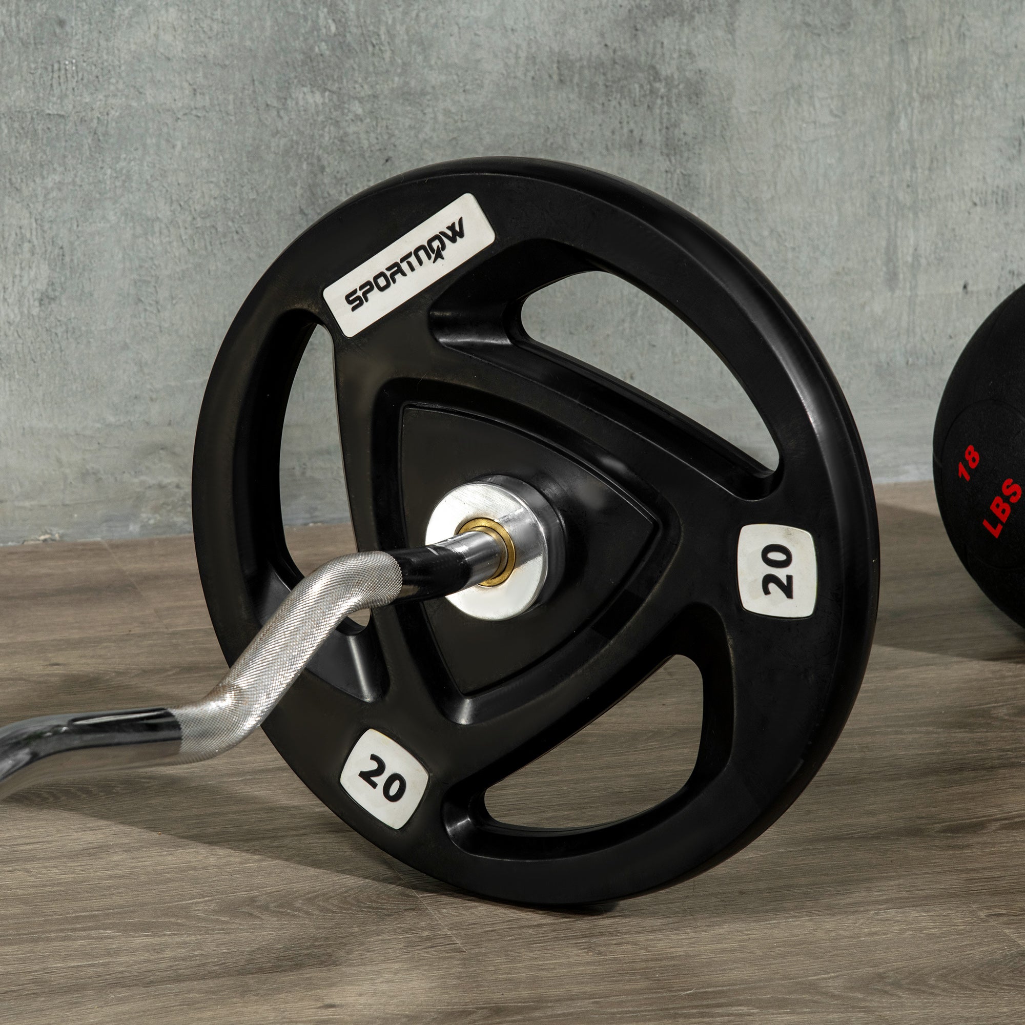 SPORTNOW Set of 2 Steel Weight Plates 2x20kg with Rubber Coating, Ø5cm Hole for Barbell and Manual Grips