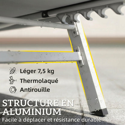 Lightweight Aluminum Sun Lounger — 6-Position Adjustable Back, 560 g/m² Textilene with Integrated Padding, Rust-Resistant Patio/Pool Chaise (25.2 x 71.3 x 35.4 in), Light Gray