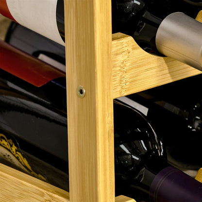 Wine Rack for 16 Bottles Stackable Bottle Rack Bottle Holder Wine Bottle Holder made of Bamboo for Cellar, Storage Room, 43 x 23.5 x 38 cm Natural Wood