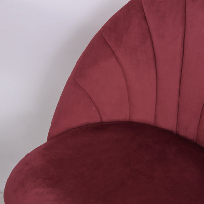 Set of 2 Dining Chairs Kitchen Chair Velvet Bordeaux Black Metal Legs Dimensions 52L x 54W x 79H cm