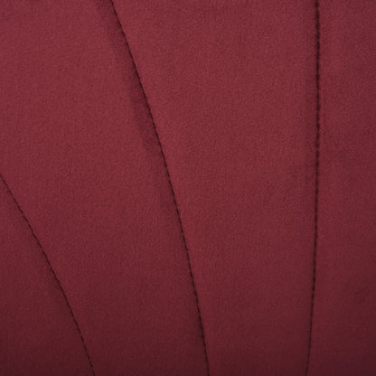 Set of 2 Dining Chairs Kitchen Chair Velvet Bordeaux Black Metal Legs Dimensions 52L x 54W x 79H cm