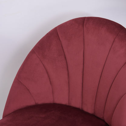 Set of 2 Dining Chairs Kitchen Chair Velvet Bordeaux Black Metal Legs Dimensions 52L x 54W x 79H cm