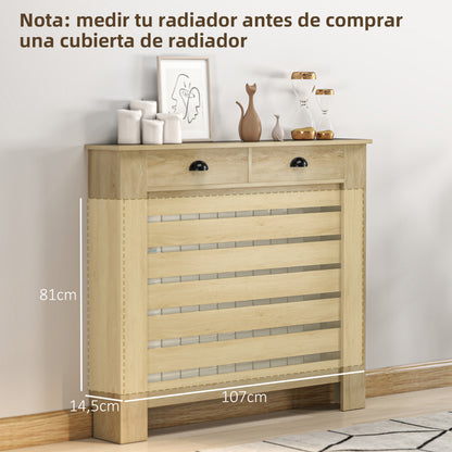 Radiator Cover with Drawer MDF Radiator Cover for Living Room Bedroom Hallway 111x19x95.5 cm Oak