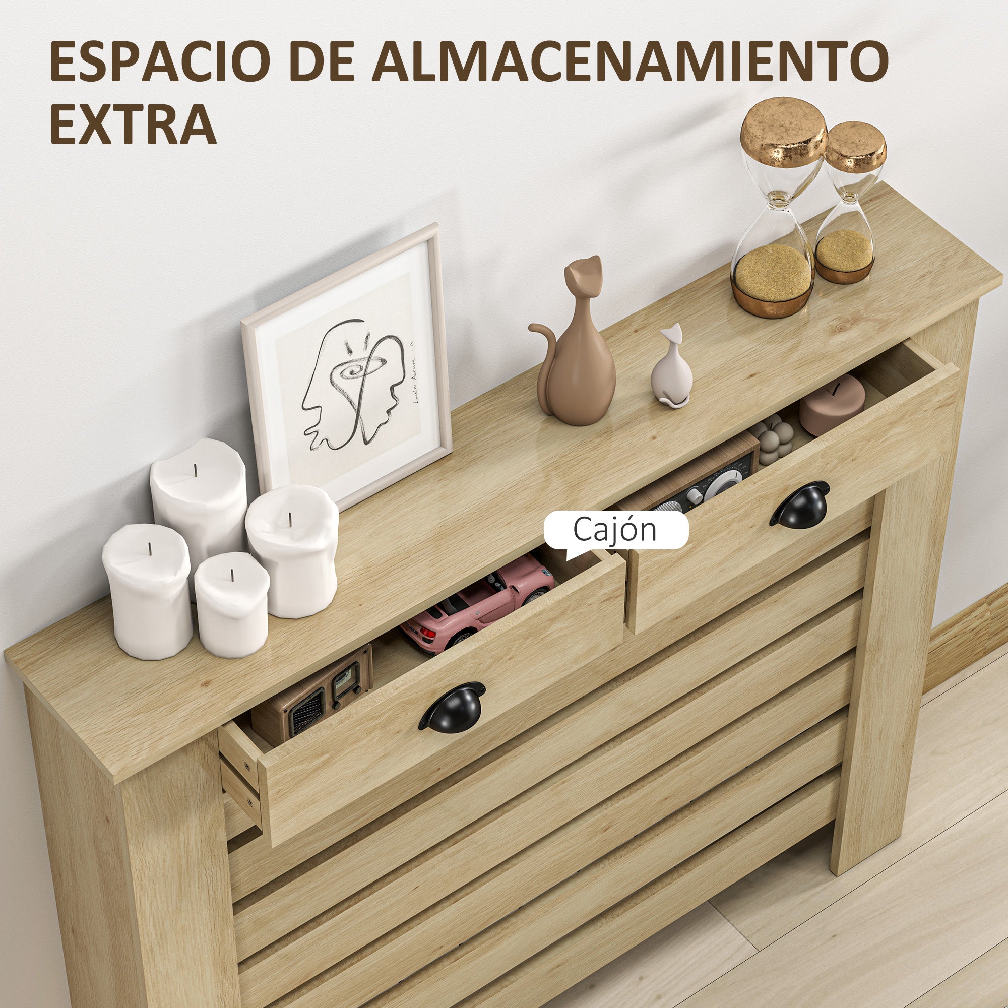 Radiator Cover with Drawer MDF Radiator Cover for Living Room Bedroom Hallway 111x19x95.5 cm Oak