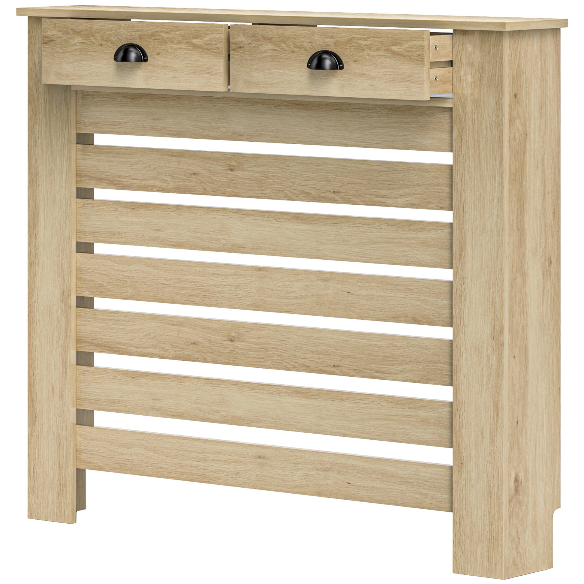 Radiator Cover with Drawer MDF Radiator Cover for Living Room Bedroom Hallway 111x19x95.5 cm Oak