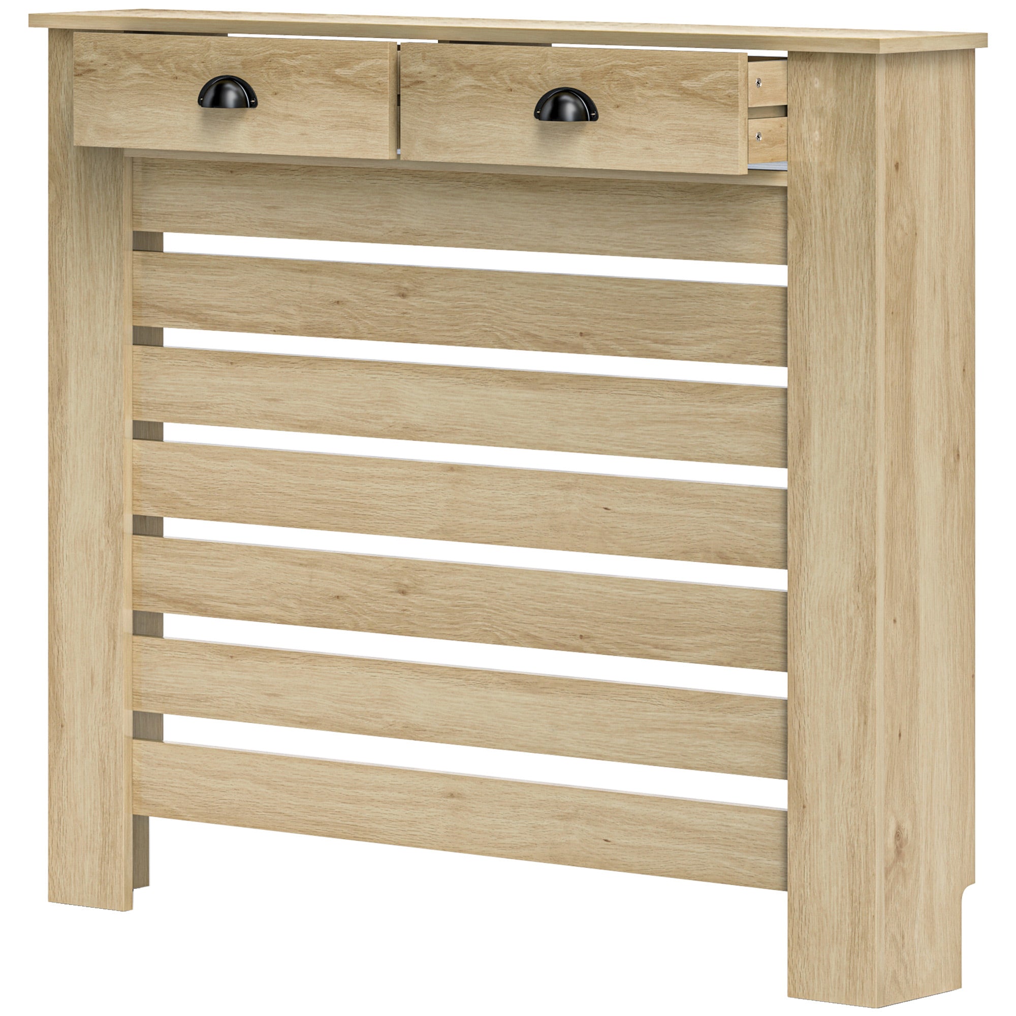 Radiator Cover with Drawer MDF Radiator Cover for Living Room Bedroom Hallway 111x19x95.5 cm Oak