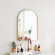 Arched Wall Mirror, Bathroom Mirror, 60 x 90 cm, High Definition, with Aluminum Alloy Frame, for Bedroom, Living Room, Entryway, Gold