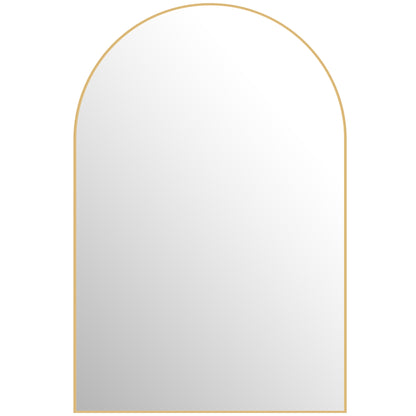 Arched Wall Mirror, Bathroom Mirror, 60 x 90 cm, High Definition, with Aluminum Alloy Frame, for Bedroom, Living Room, Entryway, Gold