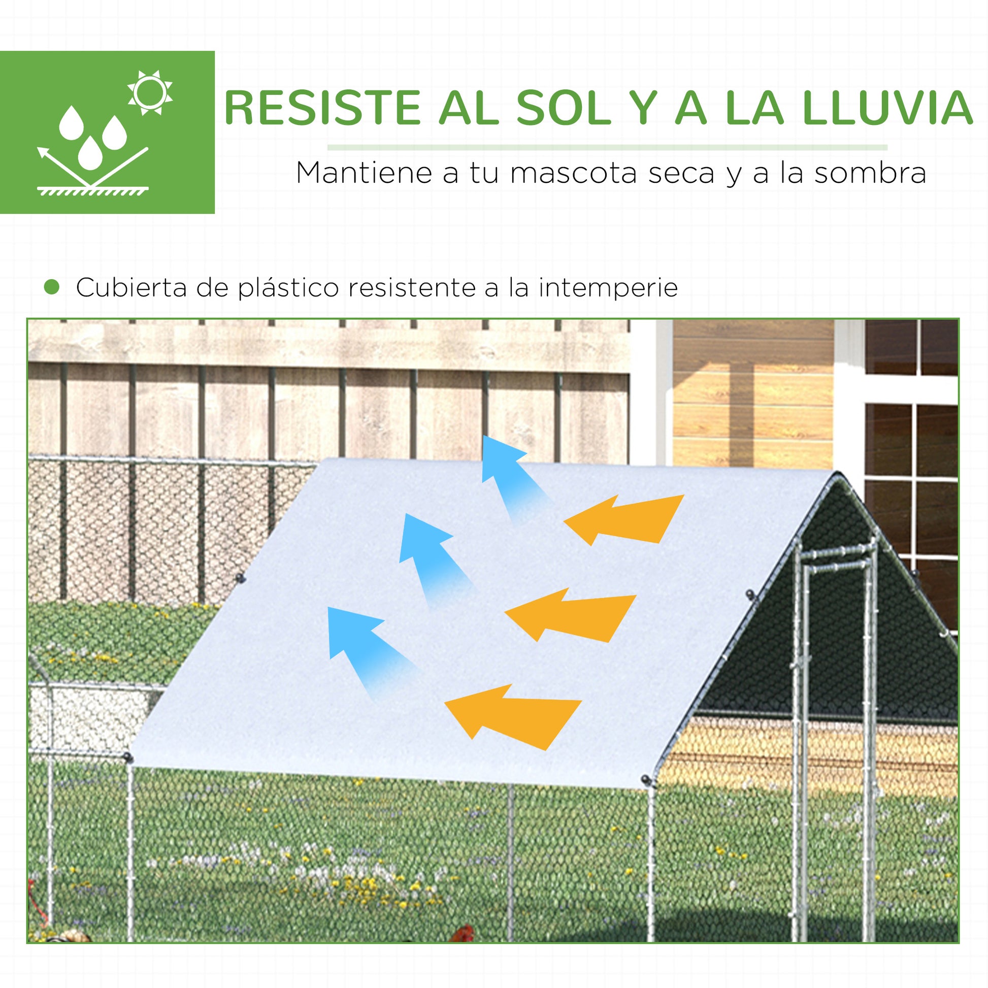 Large Outdoor Chicken Coop 24 m² Cage for 16-24 Chickens 3x8x2 m Galvanized Steel Chicken Coop with PE Cover and Lock - Silver