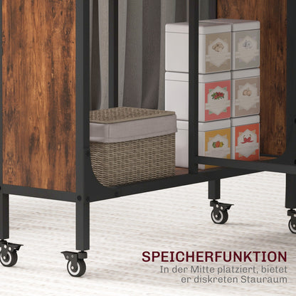 Folding Dining Table Mobile Foldable Table with Open Shelf Dining Table Kitchen Table for Small Spaces, Kitchen, Dining Room 130 x 80 x 74 cm Rustic Brown