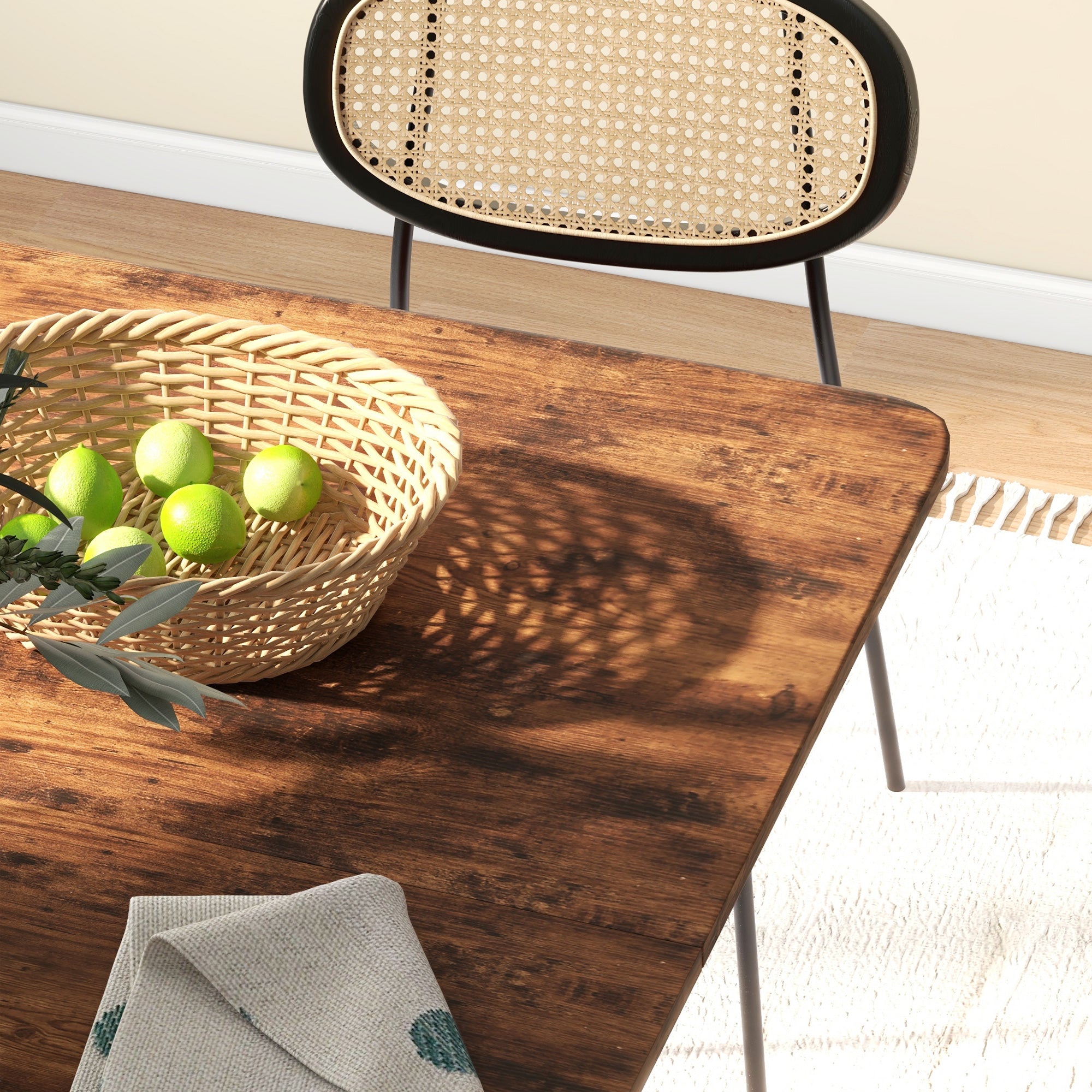 Folding Dining Table Mobile Foldable Table with Open Shelf Dining Table Kitchen Table for Small Spaces, Kitchen, Dining Room 130 x 80 x 74 cm Rustic Brown