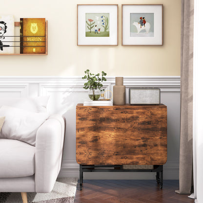 Folding Dining Table Mobile Foldable Table with Open Shelf Dining Table Kitchen Table for Small Spaces, Kitchen, Dining Room 130 x 80 x 74 cm Rustic Brown