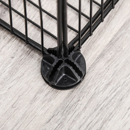 Pet Playpen DIY Cage for Small Animals with 22 Mesh Panels and Door Rabbits Guinea Pig 105x70x45 cm Black