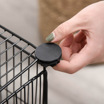 Pet Playpen DIY Cage for Small Animals with 22 Mesh Panels and Door Rabbits Guinea Pig 105x70x45 cm Black