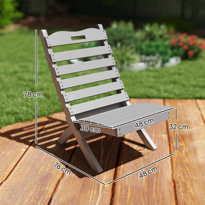 Wooden Garden Chair Outdoor Chair with Slatted Design and Inclined Backrest Load 120 kg for Balcony Patio Terrace 78x48x76 cm Gray