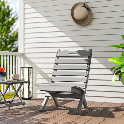 Wooden Garden Chair Outdoor Chair with Slatted Design and Inclined Backrest Load 120 kg for Balcony Patio Terrace 78x48x76 cm Gray