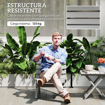 Wooden Garden Chair Outdoor Chair with Slatted Design and Inclined Backrest Load 120 kg for Balcony Patio Terrace 78x48x76 cm Gray