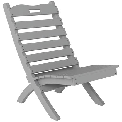 Wooden Garden Chair Outdoor Chair with Slatted Design and Inclined Backrest Load 120 kg for Balcony Patio Terrace 78x48x76 cm Gray