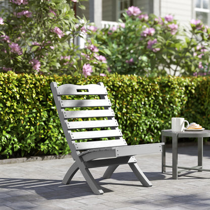 Wooden Garden Chair Outdoor Chair with Slatted Design and Inclined Backrest Load 120 kg for Balcony Patio Terrace 78x48x76 cm Gray