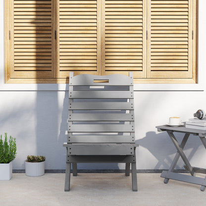 Wooden Garden Chair Outdoor Chair with Slatted Design and Inclined Backrest Load 120 kg for Balcony Patio Terrace 78x48x76 cm Gray