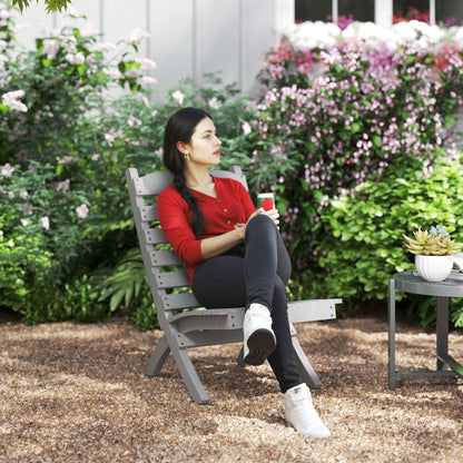 Wooden Garden Chair Outdoor Chair with Slatted Design and Inclined Backrest Load 120 kg for Balcony Patio Terrace 78x48x76 cm Gray