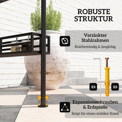 Grill Gazebo 240 x 150 x 257 cm Waterproof Flame Retardant Garden Pavilion with Double Roof, Side Shelves, Garden Canopy with UV Protection, BBQ Pavilion Made of Steel, Grill Tent for Party BBQ, Beige