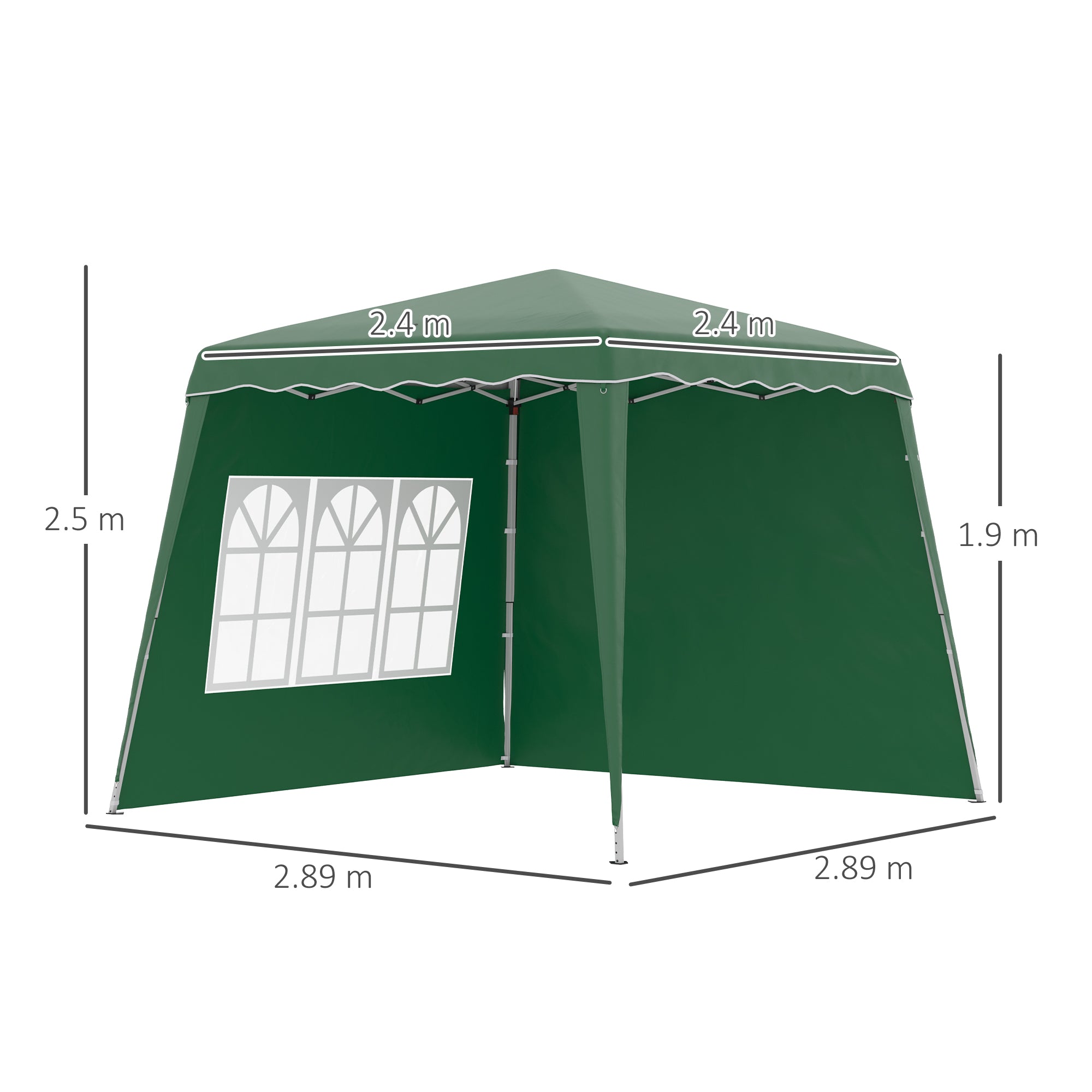 Pop-up Foldable Canopy 3x3m Garden Pavilion with 2 Side Walls Adjustable Height and Carry Bag UV50+ Protection Waterproof Gazebo for Camping Outdoor Parties Green