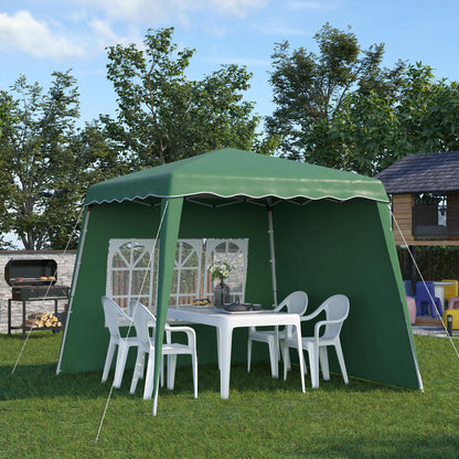 Pop-up Foldable Canopy 3x3m Garden Pavilion with 2 Side Walls Adjustable Height and Carry Bag UV50+ Protection Waterproof Gazebo for Camping Outdoor Parties Green