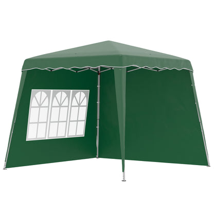 Pop-up Foldable Canopy 3x3m Garden Pavilion with 2 Side Walls Adjustable Height and Carry Bag UV50+ Protection Waterproof Gazebo for Camping Outdoor Parties Green