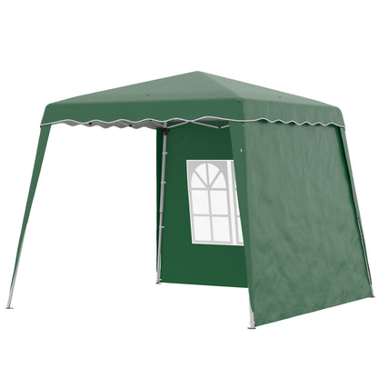 Pop-up Foldable Canopy 3x3m Garden Pavilion with 2 Side Walls Adjustable Height and Carry Bag UV50+ Protection Waterproof Gazebo for Camping Outdoor Parties Green