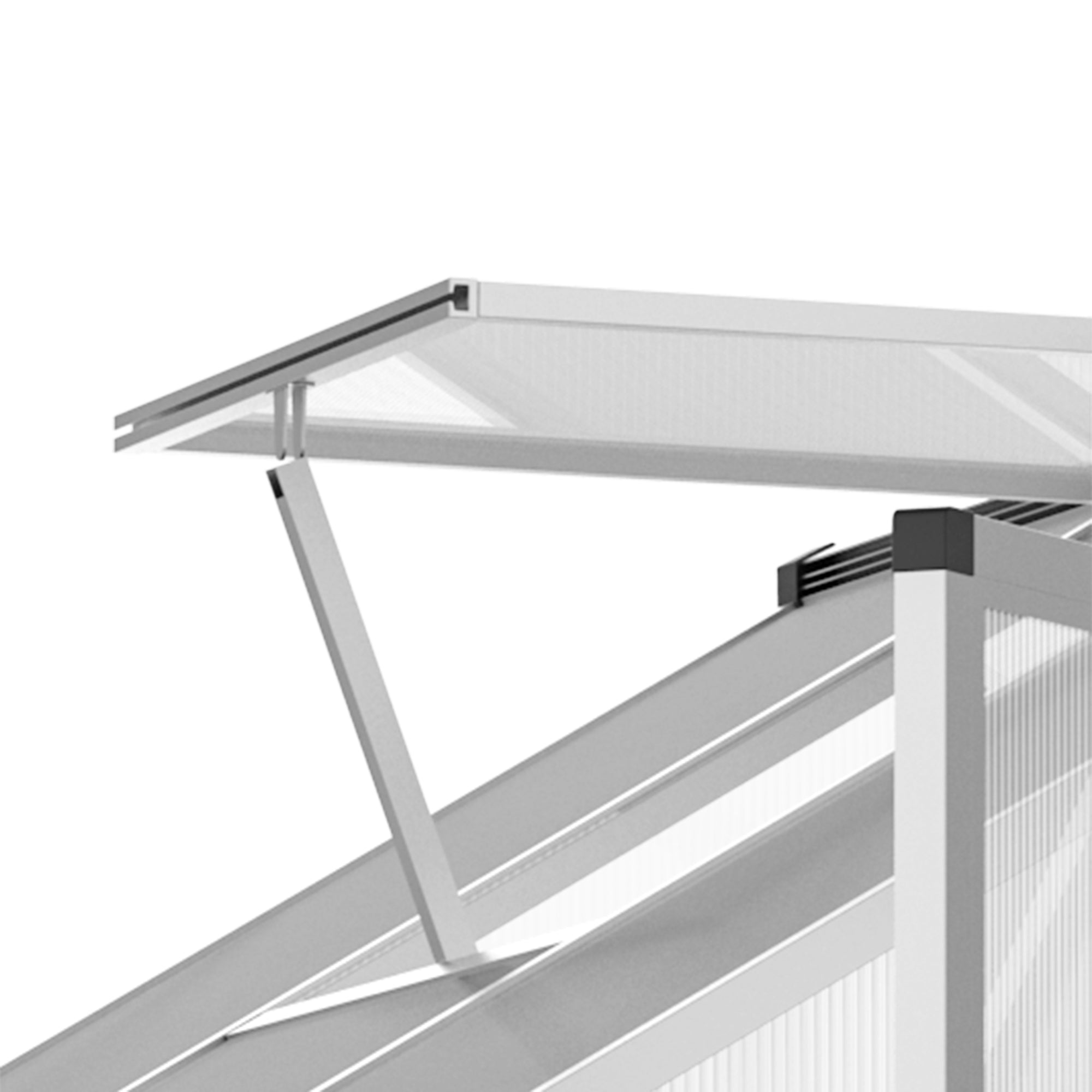 Aluminum Polycarbonate Garden Greenhouse 4.6 m² dim. 2.42L x 1.9W x 1.95H m Latch Door Window