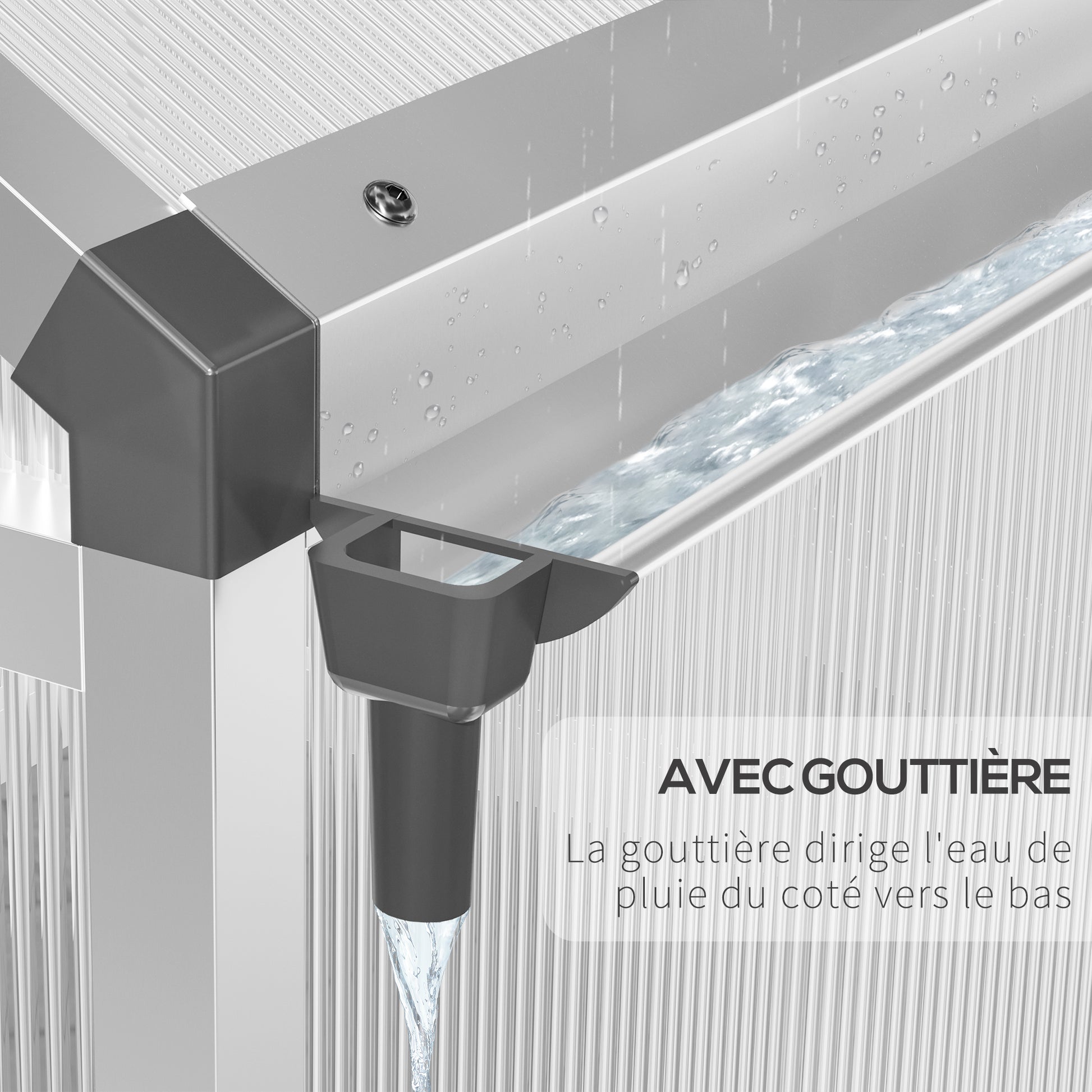 Aluminum Polycarbonate Garden Greenhouse 4.6 m² dim. 2.42L x 1.9W x 1.95H m Latch Door Window