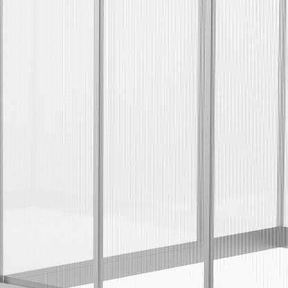Aluminum Polycarbonate Garden Greenhouse 4.6 m² dim. 2.42L x 1.9W x 1.95H m Latch Door Window