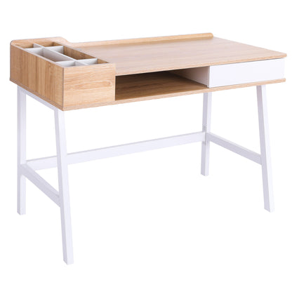 Desk Computer Desk Office Desk Work Desk PC Desk Versatile with six storage compartments Drawer Wide Tabletop for Study Office and Home Natural 100 x 55 x 81.5 cm