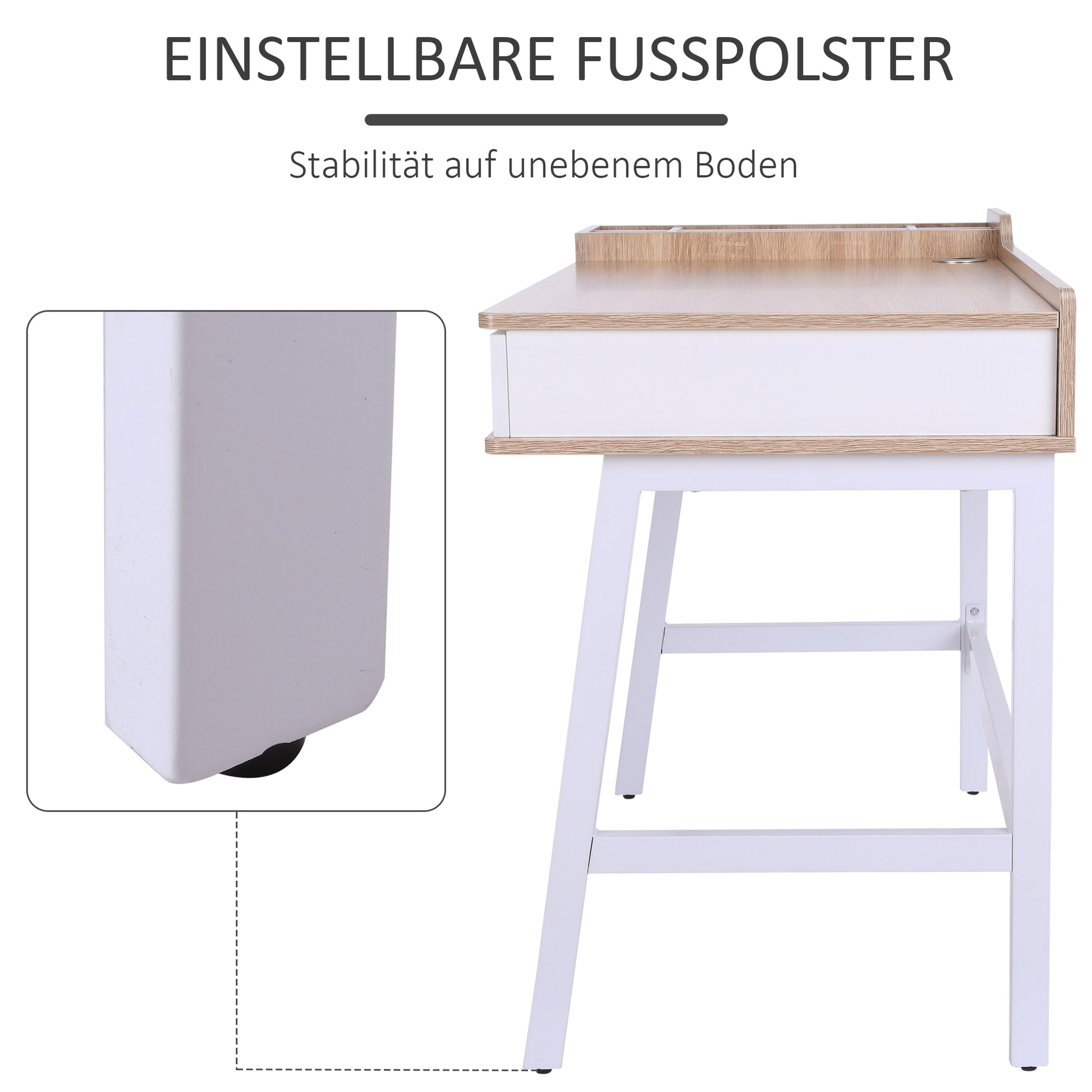 Desk Computer Desk Office Desk Work Desk PC Desk Versatile with six storage compartments Drawer Wide Tabletop for Study Office and Home Natural 100 x 55 x 81.5 cm