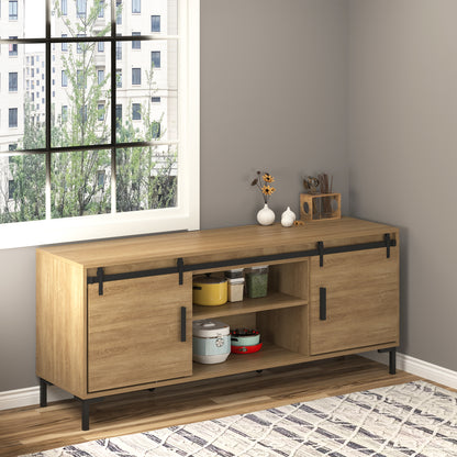 183 cm Sliding Door Complete Set Sliding Door System with Floor Guide, Sliding Door Track, Sliding Door Rollers Hardware Kit Made of Carbon Steel for Double Sliding Door