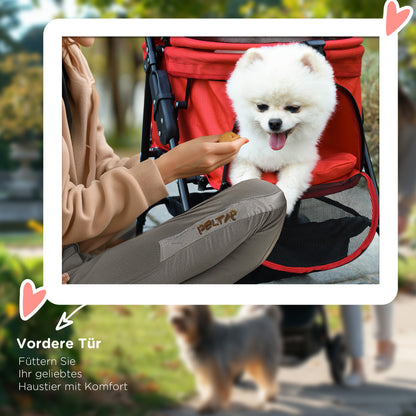 Pet Stroller Dog Buggy with Folding Function Pet Stroller for Small Dogs and Cats Pet Carriage Cat Buggy Oxford Red 67 x 45 x 96 cm