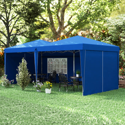 6x3 m Foldable Gazebo Garden Canopy with Adjustable Height UV30+ Protection Waterproof Sandbags and Carrying Bag Gazebo for Outdoor Garden Parties Blue