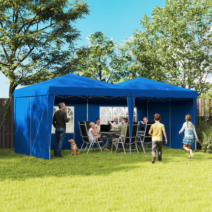 6x3 m Foldable Gazebo Garden Canopy with Adjustable Height UV30+ Protection Waterproof Sandbags and Carrying Bag Gazebo for Outdoor Garden Parties Blue