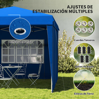 6x3 m Foldable Gazebo Garden Canopy with Adjustable Height UV30+ Protection Waterproof Sandbags and Carrying Bag Gazebo for Outdoor Garden Parties Blue