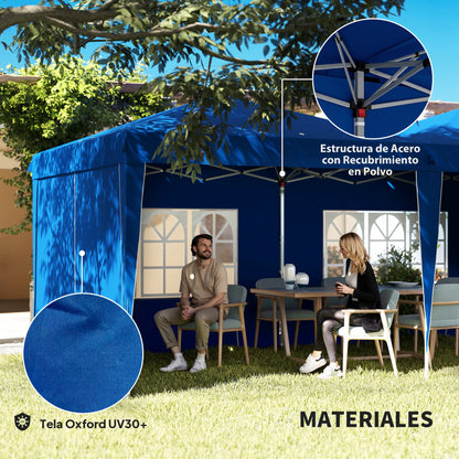 6x3 m Foldable Gazebo Garden Canopy with Adjustable Height UV30+ Protection Waterproof Sandbags and Carrying Bag Gazebo for Outdoor Garden Parties Blue