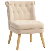 Living Room and Dining Room Armchair with Upholstered Seat, Bedroom Armchair with Wooden Legs and Velvet Effect Fabric, 60x66x79 cm, Beige