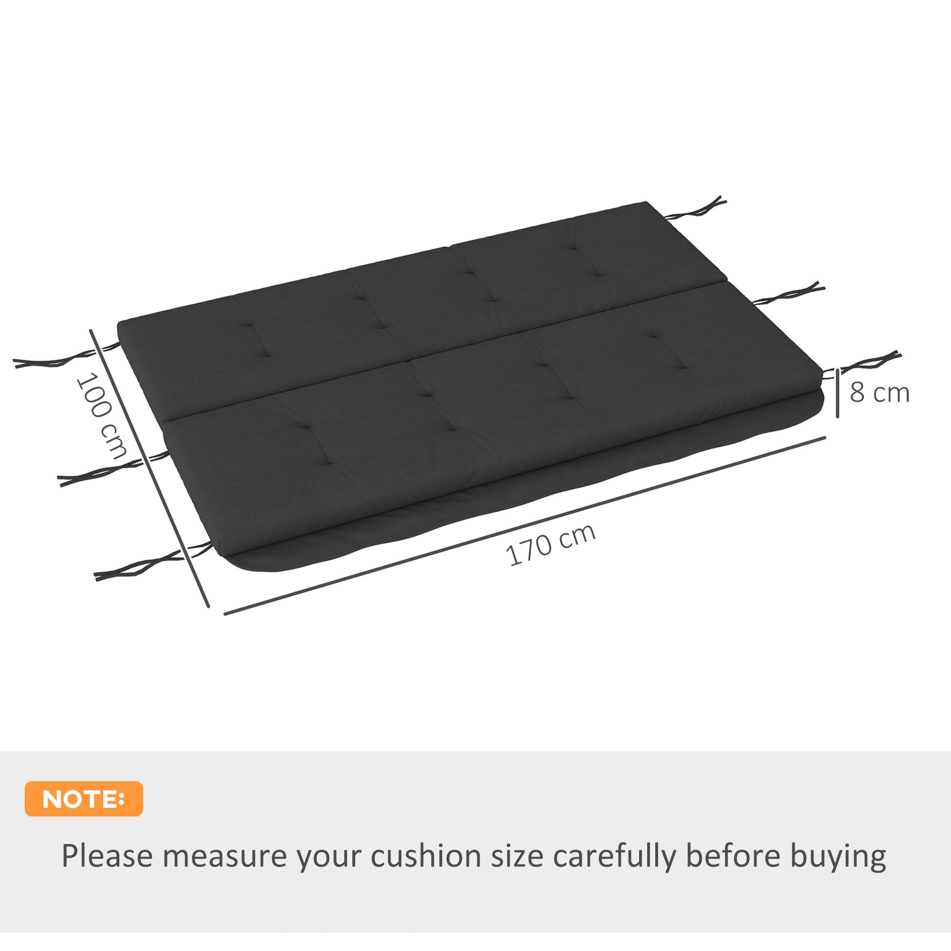cushion set for Hollywood swing 170 cm chair cushion swing cushion seat cushion garden swing garden cushion back cushion side cushion dark gray