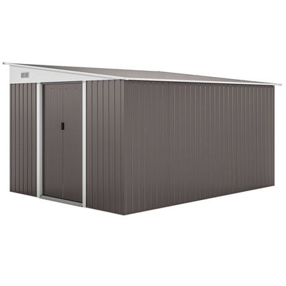 Metal Shed 19.4m³ 280x345x201cm Tool Shed with Mono-Pitched Roof Sliding Door Weatherproof Garden House Outdoor Cabinet Shed for Backyard Outdoor Area Garden Anthracite, Gray