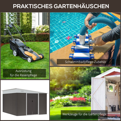 Metal Shed 19.4m³ 280x345x201cm Tool Shed with Mono-Pitched Roof Sliding Door Weatherproof Garden House Outdoor Cabinet Shed for Backyard Outdoor Area Garden Anthracite, Gray