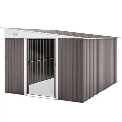 Metal Shed 19.4m³ 280x345x201cm Tool Shed with Mono-Pitched Roof Sliding Door Weatherproof Garden House Outdoor Cabinet Shed for Backyard Outdoor Area Garden Anthracite, Gray