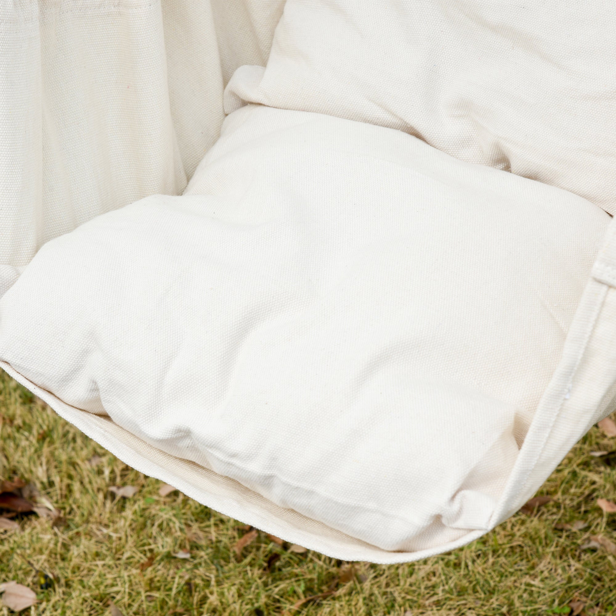 Outdoor Hanging Hammock Chair Swing with 2 Cushions, Cotton-Blend Fabric — Cream